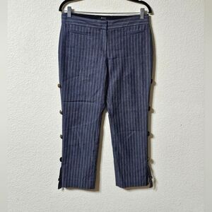 Body By Victoria Pants Womens 8 The Christie Fit Mid Rise Striped Cropped Blue